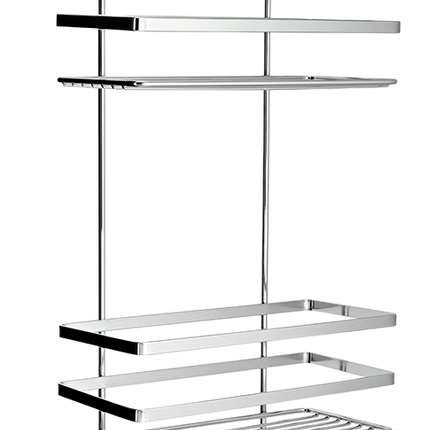 Euroshowers Chrome 3-Tier Hanging Shower Basket | Over Door Caddy | Stainless Steel