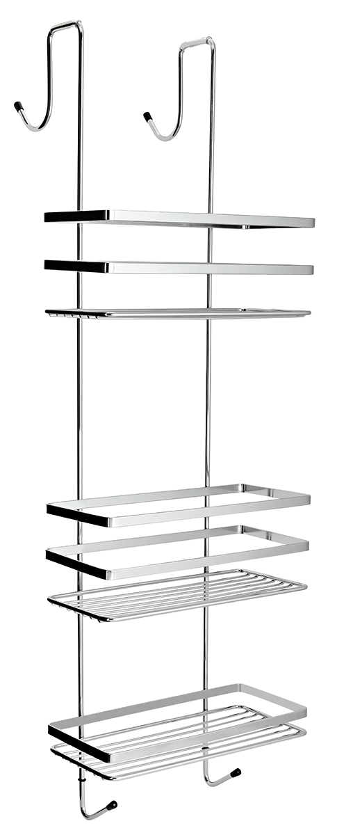 Euroshowers Chrome 3-Tier Hanging Shower Basket | Over Door Caddy | Stainless Steel