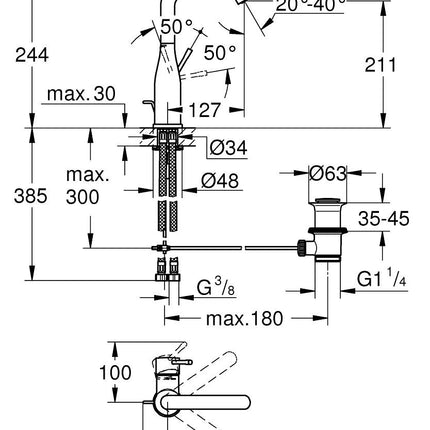 GROHE Essence Single Lever Basin Mixer 1/2_ L - Brushed Cool Sunrise