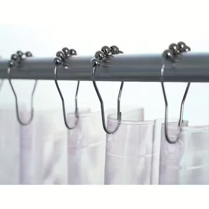 Euroshowers Metal Rollerball Shower Curtain Rings | Pack of 12 | Chrome