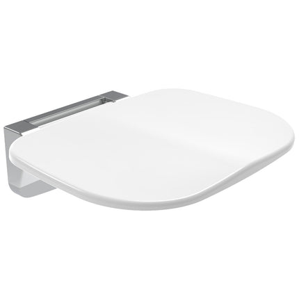 Euroshowers Wall Mounted Folding Shower Seat | White & Black | Duroplastic | 130kg Rated