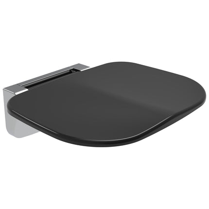 Euroshowers Wall Mounted Folding Shower Seat | White & Black | Duroplastic | 130kg Rated