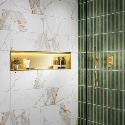 SycamoreLED LED Illuminated Shower Niche | Black, Brushed Brass or Gun Metal | TriGlow Tunable White | IP Rated