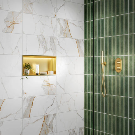 SycamoreLED LED Illuminated Shower Niche | Black, Brushed Brass or Gun Metal | TriGlow Tunable White | IP Rated