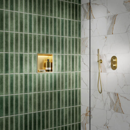 SycamoreLED LED Illuminated Shower Niche | Black, Brushed Brass or Gun Metal | TriGlow Tunable White | IP Rated
