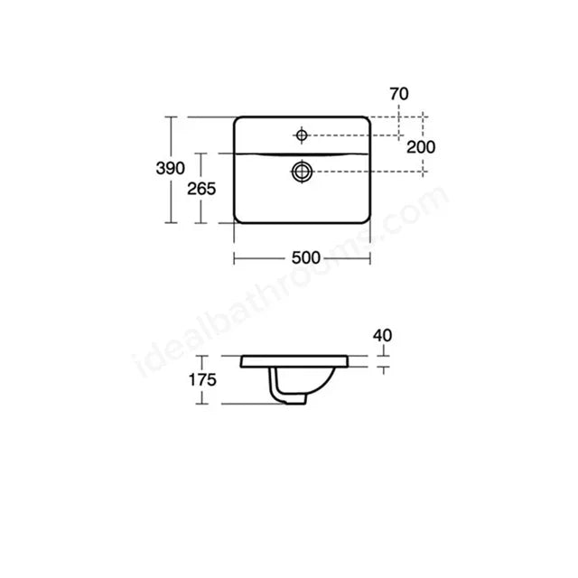 Ideal Standard Concept Cube 500mm In Countertop Basin 1 Tap Hole - White