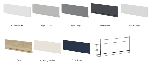 1700mm Waterproof Bath Panel with Plinth | 8 Colours | 18mm PVC | Aqua Elegance