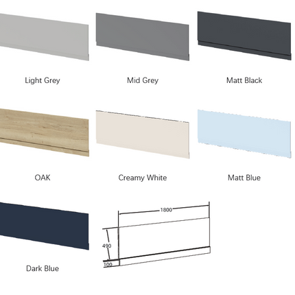 1800mm Waterproof Bath Panel with Plinth | 12 Colours | 18mm PVC | Aqua Elegance
