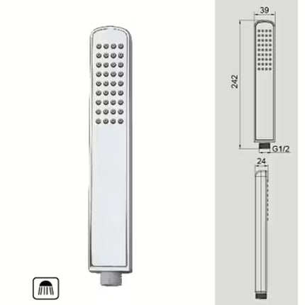 Pencil Shower Head | Round or Rectangle | Single Spray | Fits ½" BSP Hoses