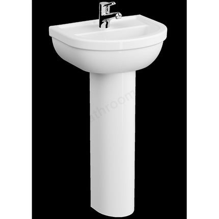 VitrA Milton 450mm Washbasin & Full Pedestal | 1 Tap Hole | White