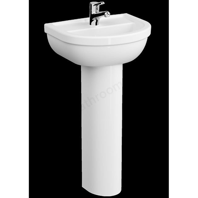 VitrA Milton 450mm Washbasin & Full Pedestal | 1 Tap Hole | White