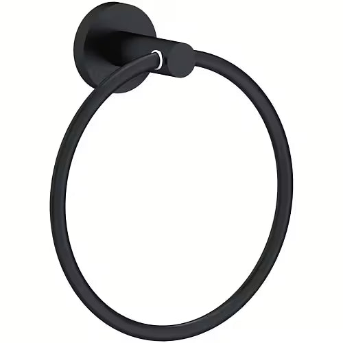 Euroshowers Round Towel Ring | Matt Black or Chrome | Wall Mounted