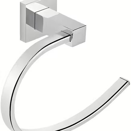 Euroshowers Square Towel Ring | Matt Black or Chrome | Wall Mounted