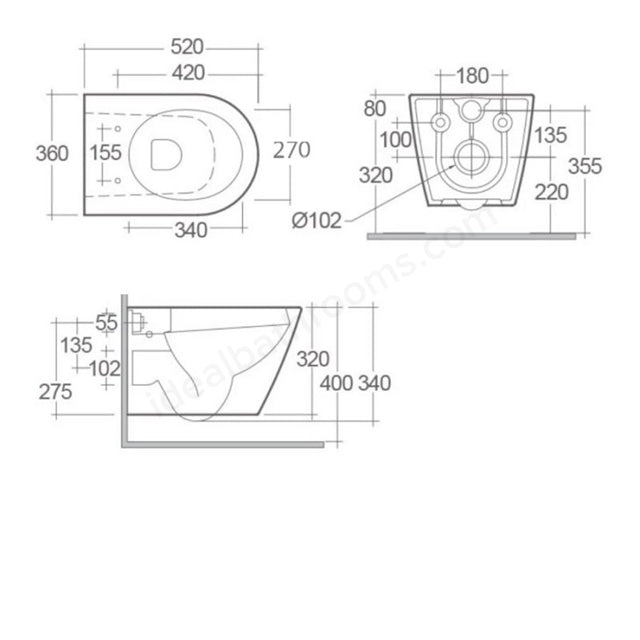 RAK Ceramics Resort Wall Hung WC Pan - White