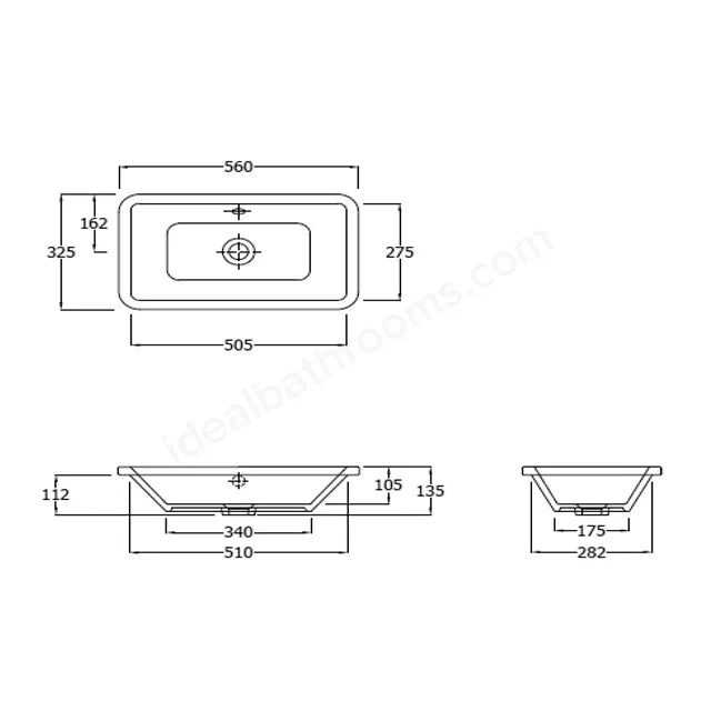 RAK Ceramics Chameleon 560mm Inset Basin 0 Tap Hole