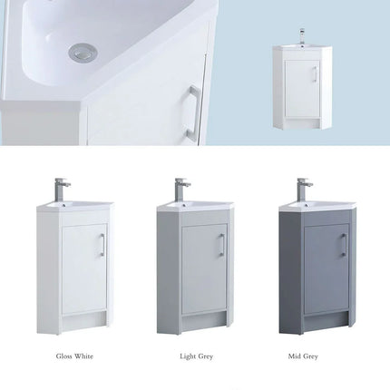 Brisbane 418mm Waterproof Corner Vanity Unit with Basin | 3 Colours