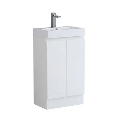 Canberra 490mm Short Projection Waterproof Vanity Unit with Basin | Compact Design Gloss White