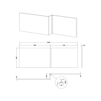 Nuie Waterproof Gloss White Bath Panels — Front Panels 1500–1800mm & 700mm End Panel