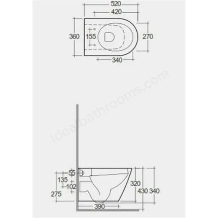 RAK Ceramics Feeling Wall Hung WC Pan - Matt Black 360mm 25 Year Guarantee