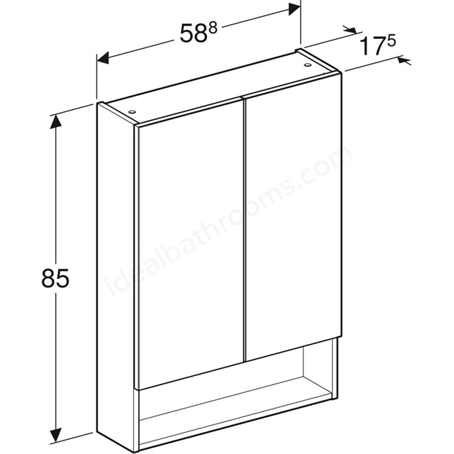 Geberit Selnova Square S Mirror Cabinet Two Doors -588x850 Dark Hickory
