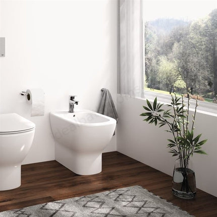 Ideal Standard Tesi Back-to-Wall Bidet — One Taphole, Silk White