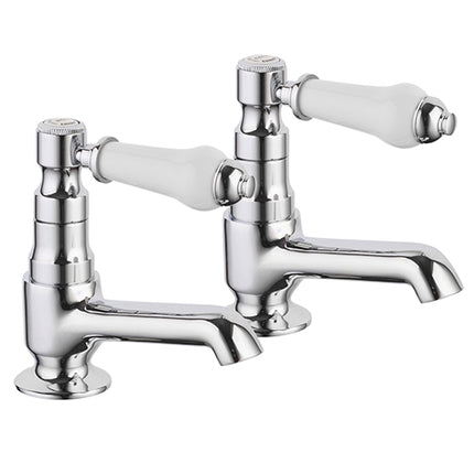 Fresssh Ali Bath Pillar Taps | Chrome | Pair | Traditional Ceramic Lever