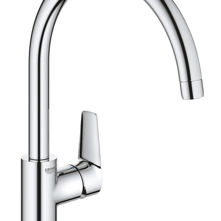 Grohe BauEdge Single-Lever Kitchen Sink Mixer Tap | Swivel Spout | Chrome | 31367001