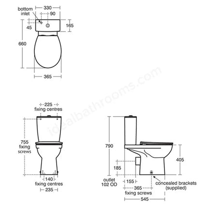 Ideal Standard Eurovit+ Close Coupled Toilet with 6/4L Cistern & Soft Close Seat - White