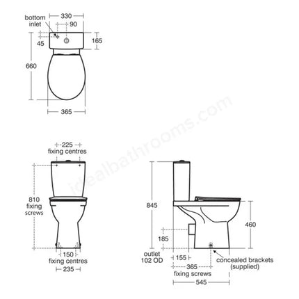 Ideal Standard Eurovit+ Comfort Height Close Coupled Toilet with Soft Close Seat - White