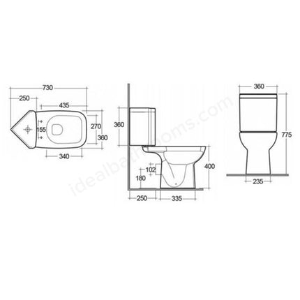 RAK Ceramics Origin Corner Close Coupled WC with Cistern - White | 25-Year Guarantee
