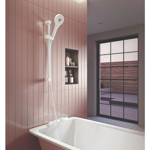 Aqualisa Midas 220 Bath Shower Mixer with Adjustable Head - Matt White