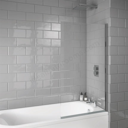Scudo S6 Folding Bath Screen | 800 x 1400mm | Square Edge | 6mm Glass | Chrome
