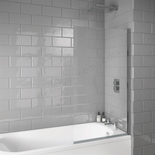 Scudo S6 Folding Bath Screen | 800 x 1400mm | Square Edge | 6mm Glass | Chrome