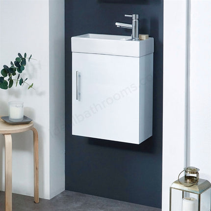 Scudo Lanza 390mm x 440mm x 215mm Wall Mounted Vanity Unit & Basin - White High Gloss