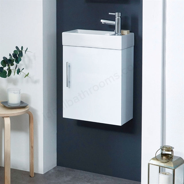 Scudo Lanza 390mm x 440mm x 215mm Wall Mounted Vanity Unit & Basin - White High Gloss