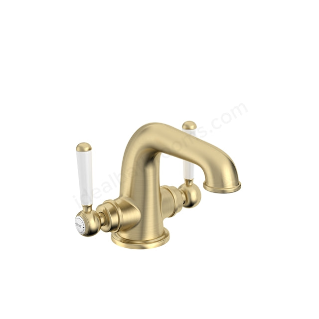 Tavistock Lansdown Basin Mixer Tap - Twin Handle with Click Waste - 2 Finishes Brushed Brass