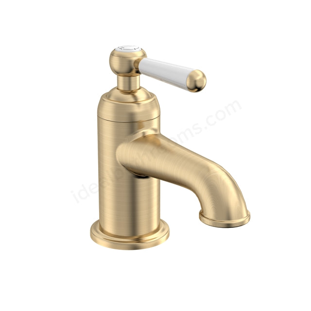 Tavistock Lansdown Mini Mono Basin Mixer Tap - Single Lever with Click Waste - 2 Finishes Brushed Brass