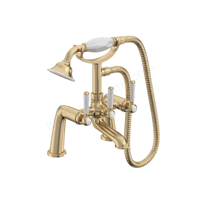 Tavistock Lansdown Bath Shower Mixer Tap - Twin Handle - 2 Finishes Brushed Brass