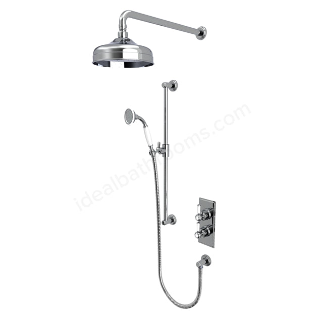 Tavistock Lansdown Dual Function Shower System - Concealed Mixer with Overhead & Handset - 2 Finishes Chrome