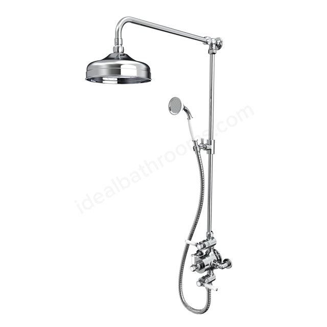 Tavistock Lansdown Dual Function Shower System - Exposed Mixer with Overhead & Handset - 2 Finishes Chrome