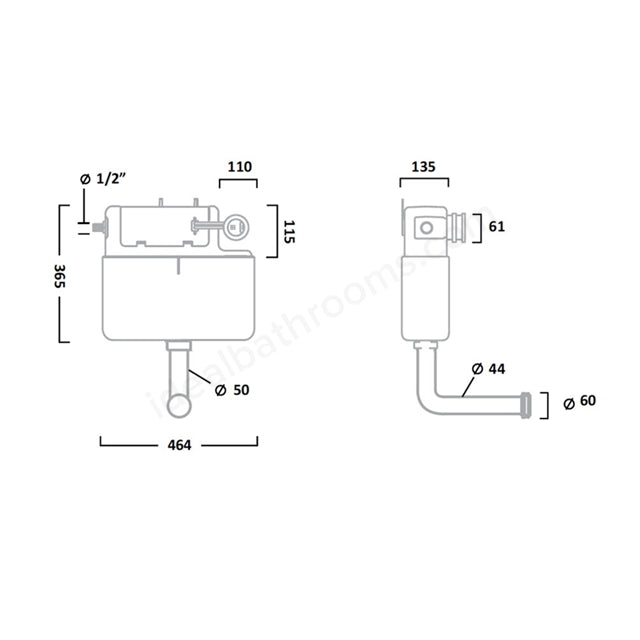 Tavistock Apex Side Inlet Concealed Cistern | TR9002 | Dual Flush 3/6L