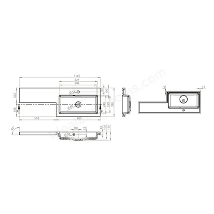 Shenley L-Shape Bathroom Furniture Set - 1107mm Handleless Basin & WC Unit