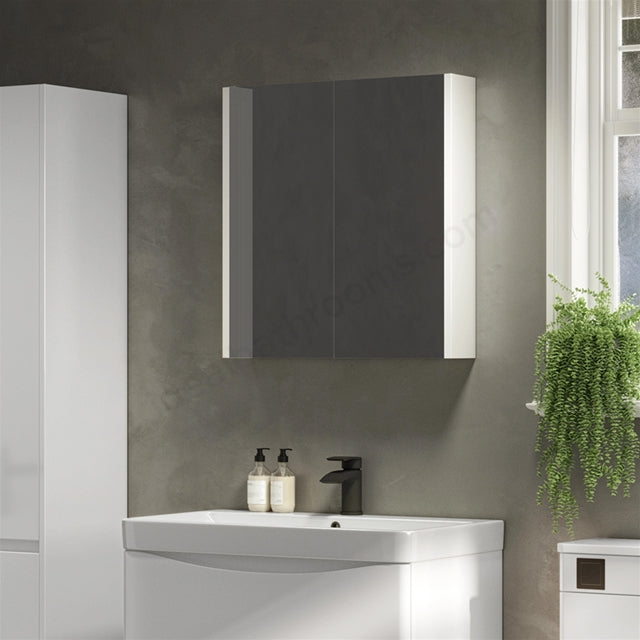 Swan Glebe 580mm x 650mm 2 Door Mirror Cabinet w/ Glass Shelves