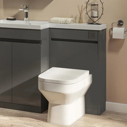 Shenley L-Shape Bathroom Furniture Set - 1107mm Handleless Basin & WC Unit Left Hand Basin Matt Grey