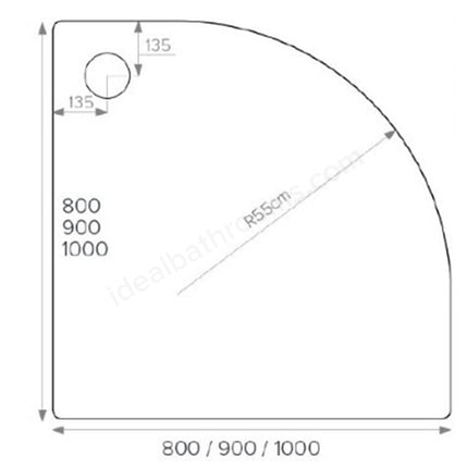 Swan Stony Quadrant Anti-Slip Shower Tray - 550mm Radius - White