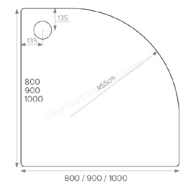 Swan Stony Quadrant Anti-Slip Shower Tray - 550mm Radius - White