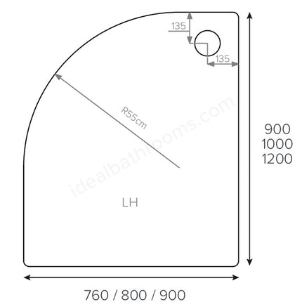 Swan Stony Offest Quadrant Anti-Slip Shower Tray - 550mm Radius - White