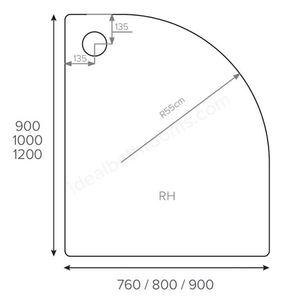 Swan Stony Offest Quadrant Anti-Slip Shower Tray - 550mm Radius - White