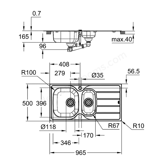 Grohe K200 Stainless Steel Sink w/ Waste & Drainer