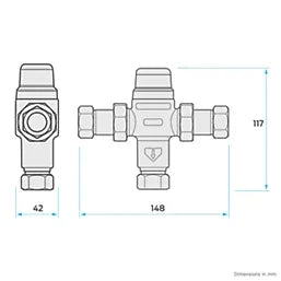 Reliance Easifit 2-in-1 Thermostatic Mixing Valve 15mm TMV2 TMV3 WRAS Approved